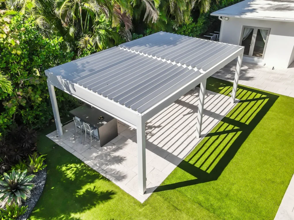 Anchor Industries freestanding aluminum pergola shade system